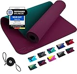 REFIT FITNESS Yoga Matte 190 x 60 x 0,6 cm Aubergine Moosgrün GeckoGrip Sensi-Plus TPE Yogamatte rutschfest Schadstofffrei Tragegurt Sportmatte Fitnessmatte Gymnastik Sport Pilates