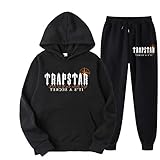 Yannaky Trendmarke Trapstar London Herren Trainingsanzug Set Jogger Kapuzenjacke + Hose Hoodie Basketballanzug Jacke Hose,Schwarz,L