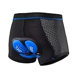 DEATPOYE Fahrradunterhose Herren, Radunterhose Herren Gepolstert, Radlerhose mit Sitzpolster, Fahrradhose Radsportshorts Atmungsaktive Schnelltrocknende Elastische ,Schwarz und blau(L)