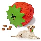 VidFair Hunde Intelligenz Spielzeug Unzerstörbar Robust Erdbeere-Form Naturkautschuk Zahnpflege Snack Ball Hundeball Unkaputtbar Hunde kauspielzeug Hundespielzeug für Hunde Futterball Snackball