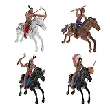 NUOBESTY 4 Stück Indianer Figuren Spielzeug Indianer Reiten Modell Dekorationen Western Cowboy Modell Szene Charakter Modell Cowboys Und Indianer Spielzeug Figuren Männer Dekoration