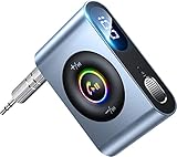 2022 JOYROOM Aux Bluetooth 5.3 Adapter Auto, KFZ Bluetooth Adapter Aux für Freisprechanrufe【LED-Digitalanzeige】【Lärmminderung】【22 Stunden Spielzeit】 Bluetooth Aux für Auto Audio/Kopfhörer/Lautsprecher