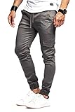 Leif Nelson Herren Jogger Chinos Cargo Stretch Basic Jeans Hosen Freitzeithose Jeanshosen Chinohosen Slim Fit LN8071; Größe M; Anthrazit