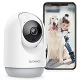 SANNCE 1080P WiFi Überwachungskamera Schwenkbar 360° IP WLAN Smart Kamera Innen mit 2-Wege-Audio, Bewegungsalarm Cloud/SD-Kartenspeicherung, funktioniert mit Alexa/Google Home für Tier Baby Ältere