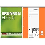 Brunnen 1052756 Briefblock / Schreibblock / Der Brunnen Block (A4, blanko, 50 Blatt, 70 g/m², 2-fach gelocht) & 1042942 KIESER-Block Lineatur 2 (A4, 50 Blatt, gelocht, 80 g/m², Klasse 2)