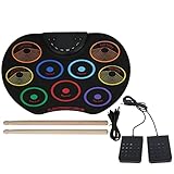 E-Drum-Set, E-Drum-Pad, Tragbar, Farbig, Handgerollt, für Erwachsene, Anfänger, Percussion-Instrument für Kinder, Erwachsene, Anfänger(Bunte Modelle)