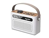 Inscabin M60 Tragbarer DAB/DAB + FM-Digitalradio/Tragbarer drahtloser Lautsprecher mit Bluetooth/Stereo-Sound/Doppellautsprecher/Doppelwecker/Akku/Schönes Design (Weiß)