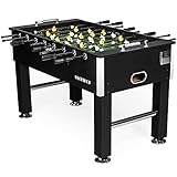 Buckshot Kickertisch 141x77x89 cm - Schwarz Tischfussball mit 2 Bälle - MDF Kabinett - Tischfußball 5ft mit Justierbare Füße und Starke hohlstangen - Tischkicker 60kg