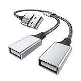 MOSWAG USB Splitter, USB auf 2USB Buchse Adapter, USB Y Splitter Adapter Dual USB 2.0 Verlängerungskabel für Stromkabel zum Aufladen/Datenübertragung/Laptop/Mac/Auto