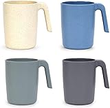 Showithgreen Tasse mit Henke, 4er Kaffeetassen |450 ml Trinkbecher für Kinder und Erwachsene|Becher ohne Melamin für Wasser Milch Tee| Spülmaschinen & Mikrowellengeeignet?