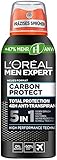 L'Oréal Men Expert Kompaktes Deo für Männer, Ultra absorbierendes Deospray gegen Schweiß mit 48 Stunden Wirkung, Compressed Deo Carbon Protect 5in1, 1 x 100 ml