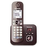 Panasonic KX-TG6821GA DECT Schnurlostelefon mit Anrufbeantworter (strahlungsarm, Eco-Modus, GAP Telefon, Festnetz, Anrufsperre) mocca-braun