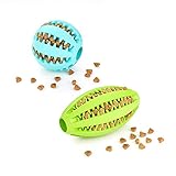 AMATHINGS Doppelpack (=2 Stück) Hundespielzeug Ball In Blau Und Ei In Grün Premiumqualität Snackball (7 cm) Und Rugbyball (11 cm) Zur Zahnpflege Und Spielspaß