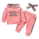 Geagodelia Babykleidung Set Baby Mädchen Kleidung Outfit Langarm Kapuzenpullover Top + Hose Neugeborene Kleinkinder Weiche Babyset Mama's Mini (Pink 725, 6-12 Monate)