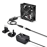 ELUTENG 80mm Lüfter 12v Netzteil PC Lüfter 3 Geschwindigkeiten,DC Ventilator 12V 1A Gehäuselüfter Lüfter kompatibel mit Computer / PS4 / TV Box / AV Schrank/Router MEHRWEG