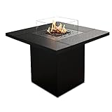 Planika - Square Table - Feuertisch Gas, Feuerstelle mit Tisch, Schwarz, Outdoor, Wetterfest, Garten & Terrasse, Außenkamin, Gasofen, leichte Montage (Square Table)