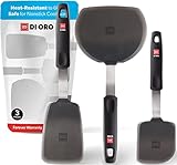 DI ORO® - Designer Serie - Silikon Pfannenwender - 315°C hitzebeständige flexible Spatel aus Silikon und Edelstahl - Die Beste Silikon Pfannenwender Set - Perfekt für Omelettes und Hamburger