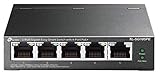 TP-Link TL-SG105PE 5-Port Gigabit Managed LAN PoE Switch mit 4 PoE+ Ports (65 Watt, IEEE-802.3af/at, einfache Konfiguration, IGMP, QoS, VLAN, lüfterlos, robustes Metallgehäuse) Schwarz