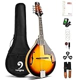 Vangoa Akustische Mandolinen Musikinstrument 8 Saiten A-Stil Sunburst Mandoline für Anfänger mit Gigbag