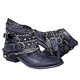 Generic Chunky Heels Reißverschluss Hohe Schuhe Retro Stiefel Atmungsaktiv Kurze Damenmode Damenstiefel Schwarze Damen Schuhe Winter (Blue, 37)