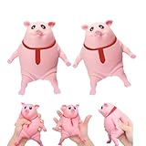 2 Stück Stress Schwein Stress Spielzeug, Squeeze Toys Stressbälle Süßes Rosa Schweinchen Anti-Stress-Spielzeug, Fidget Toys, Sensorisches Fidget-Spielzeug Spaßige Party Druckspielzeuge für Kinder