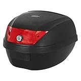 ECD Germany Motorradkoffer Topcase 36L für 1 Helm, Top case Motorrad Roller Universal, Schwarz mit rote Reflektor, wasserdicht, Rollerkoffer Motorradtasche Helmkoffer für Roller, Motorrad, Mofa & Quad