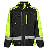 URG Warnjacke Warnschutzjacke Arbeitsjacke Winterjacke Gefüttert Schwarz (GL-8365) (XL)