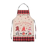 Weihnachtsschürze Weihnachten Schürze Weihanchts Küchenschürze Lustig Geschenk Schürze Xams Apron Grillschürze Lustig Schürze Backschürze Weihnachten Kochschürze für Chef Damen (A-red, One Size)