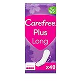 CAREFREE Slipeinlagen Plus Long ohne Duft (5 x 40 Stück), super saugstark, um Flüssigkeiten sofort einzuschließen, Größe Plus Long