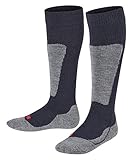 FALKE Unisex Kinder Active Ski Skisocken Wolle Schwarz Blau viele weitere Farben Dicke verstärkte Skistrümpfe ohne Muster mit mittelstarker Polsterung kniehoch bunt warm zum Skifahren 1 Paar