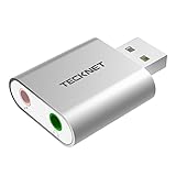 TECKNET USB Externe Soundkarte, Aluminum Extern USB Audio Adapter mit Virtual Surround Sound Externe Soundkarte Stereo Adapter für Windows,Vista, Mac Plug & Play