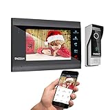 TMEZON WLAN Video Türsprechanlage Türklingel Gegensprechanlage System,7 Zoll 1080P IP Monitor mit Verdrahtet Klingel, Fernentsperrung,Snapshot/Aufnahme,4 Draht Technik,1 Familie,Tuyasmart App