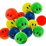 15 Smiley Flummis 27mm Lachgesicht Gummiball Springball