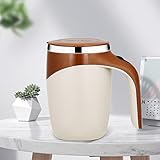 Yolola Selbstrührender Kaffeebecher Edelstahl Becher mit Deckel 380 ml Automatischer Magnetrührer Kaffeetasse Elektrischer Edelstahl Selbstmischende Kaffeetasse für Kaffee Milch Kakao Heiße Schokolade