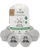 Heldengrün® Öko Trocknerbälle 6er Set [HOHE FILZDICHTE] - OEKO-TEX® zertifiziert - Nachhaltige Produkte: 100% neuseeländische Schafwolle - Trocknerbälle für Wäschetrockner - Trocknerkugeln (weißgrau)