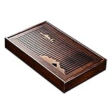 YAWEDA Tee-Tablett Wasserspeichertyp Bambus Japanischen/chinesischen Gongfu Tee Tisch,Teetisch Aus Bambus Für Chinesische Teezeremonie Langlebig Und Verfeinert (Size : 38x23x5.5cm)