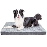 JOEJOY Hundematte, Orthopädisches Hundebett Memoryschaum Hundekissen Atmungsaktivem Hundesofa Hundehaus Waschbar Hundematratze für Grosse Mittelgroße Hunde - 89 x 59 x 8 cm (M), Grau