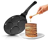 Pancake Pfanne Spiegeleipfanne - Ø27cm mit Greblon Ceramics -Beschichtung | Induktion Ceran Gas Elektro | 4 x Form Maker Eierpfanne für Pancakes Spiegelei Liwanzen Poffertjes Blinis