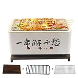 ZLZNX Esstisch-Grill, keramischer Kohlegrill, Tragbarer Yakitori-Herd Indoor-Outdoor-Holzkohle-Herd für Yakiniku Takoyaki Camping