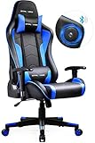 GTPLAYER Gaming Stuhl mit Lautsprecher Bürostuhl Schreibtischstuhl Musik Audio Gamer Stuhl Drehstuhl Ergonomisches Design PC Stuhl Multi-Funktion E-Sports Chefsessel schwarz-blau