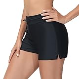 AVACOO Damen Schwimmhose Badeshorts Strandshorts Bauch Weg Strandmode 50 LSF Schwarz L