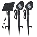 Solarlampen für AußEn,2 Stück Solar lampe Outdoor IP65,Gartenstrahler LED Erdspieß,2 in 1 Solar Gartenleuchte,3 Meter Kabel,Wasserdicht für Pool,Landschaft,Gehwege,Einfahrt Gartenwege(Weiß)