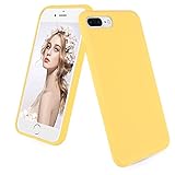 IMIKOKO Hülle für iPhone 8 Plus/iPhone 7 Plus Hülle Matt Silikon Dünn HandyHülle Stoßfest Slim Gummi Schutzhülle Kratzfest Case Cover mit Soft Microfaser Tuch Futter Kissen (Gelb)