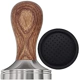 LEUOVE Kaffee Tamper 51mm, Espresso Stamper Set Edelstahl Base Holzgriff mit Silikonmatte Barista Zubehör