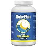 NaturElan Melatonin hochdosiert Kapseln - 360 Kapseln, 0,5mg pro Kapsel, 100% vegan, ohne Zusätze, in Deutschland produziert