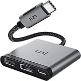 USB C HDMI Adapter 3 in 1, Uni USB-C Multiport Adapter, unterstützt 100W Aufladen, 4K HDMI und USB 3.0, kompatibel für MacBook, Samung S20, Huawei, Surface und mehr- Space Grau