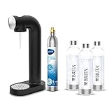 BRITA Wassersprudler sodaONE schwarz inkl. CO2-Zylinder und 3 BPA-freien PET-Flaschen I Macht aus Leitungswasser prickelndes Sprudelwasser (bis zu 60l pro Zylinder)