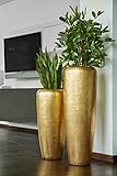 Edle & Hochwertige Pflanzvase/Pflanzkübel - Fiberglas - Mit Einsatz – Indoor – Metallic/Metallisch Blumenkübel/Pflanzgefäß/Vase/Kübel (Groß: 120cm, Gold)