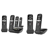 Gigaset 83167 AS690A Quattro - 4 Schnurlose Telefone mit Anrufbeantworter -großes, kontrastreiches Display -Brillante Audioqualität,schwarz & AS690 Duo - 2 Schnurlose Telefone, schwarz