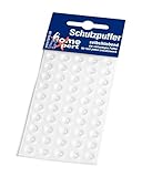 Home Xpert 50er Pack Schutzpuffer, Anschlagpuffer, Möbelpuffer, Anschlagdämpfer, Elastikpuffer, flach, transparent, selbstklebend, Ø 10 mm, Höhe 3,2 m